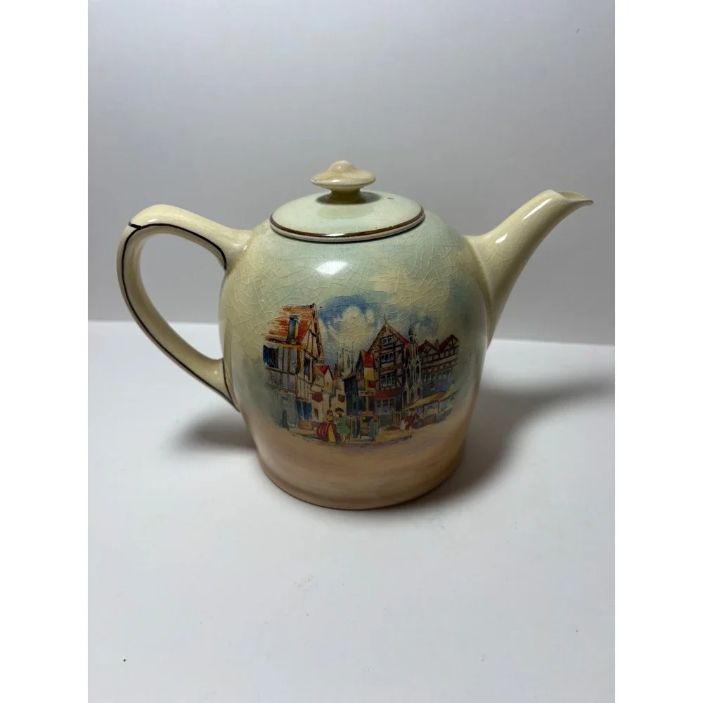 Vintage Temple Bar Historic England Teapot w Crackle Glaze Royal Doulton D5940